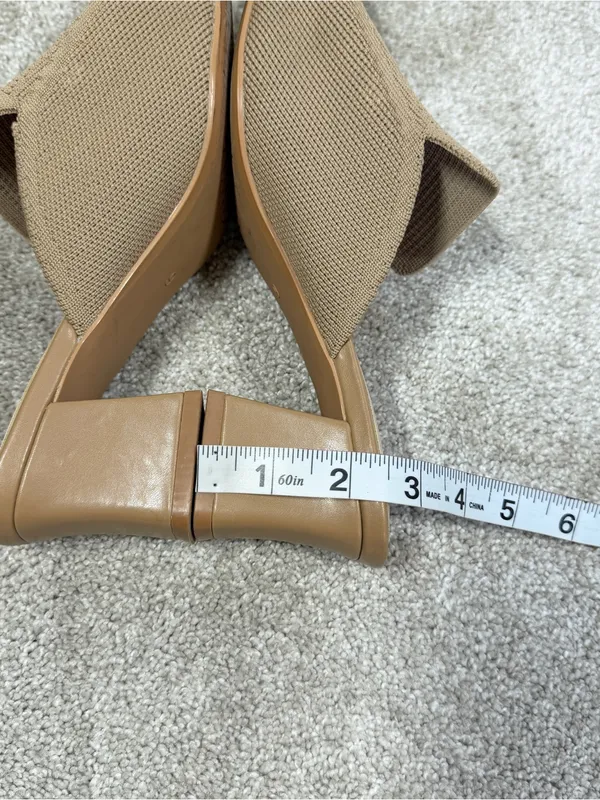 Cosy Island Women’s Knit Block Heels Shoes Mules Pointed Toe in Apricoat Cream 9 - Image 13