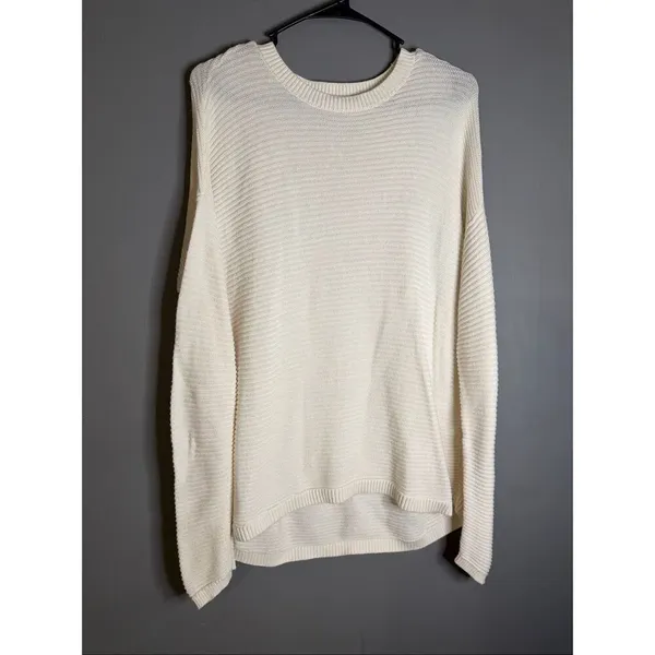 Ann Taylor Loft Women's Ivory Vertical Rib Sweater Long Sleeve M NWOT - Image 2