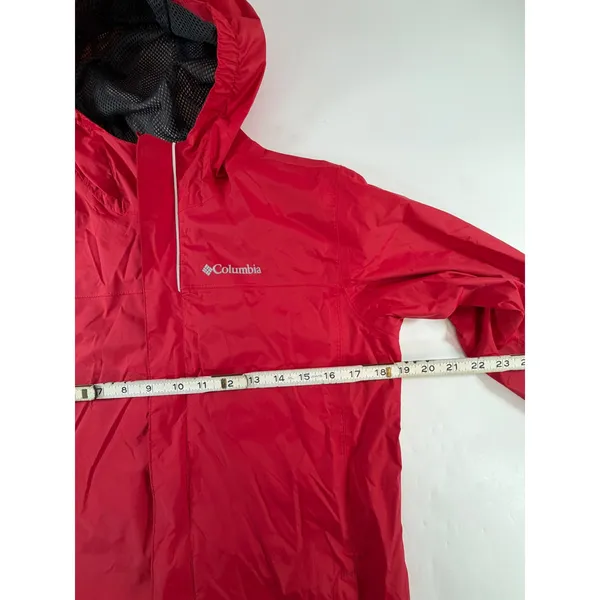 Columbia Girls Red Hooded Rain Jacket Size L 14/16 Mesh Lined RB2118 - Image 4