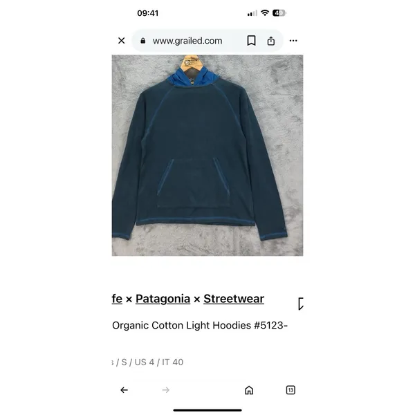 PATAGONIA Organic Cotton Light Hoodies #5123-175 Vintage? Turquoise/blue Med Wms - Image 6