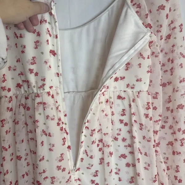 FRANCESCA'S MI AMI WHITE RED FLORAL LONG SLEEVE BABYDOLL DRESS Size XS Preowned - Image 16