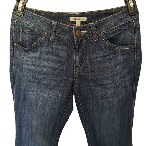 Cabi Y2K Flare Retro Womens Jeans Sz 2 Preppy Minimalist Dark Wash Classic Denim - Image 4