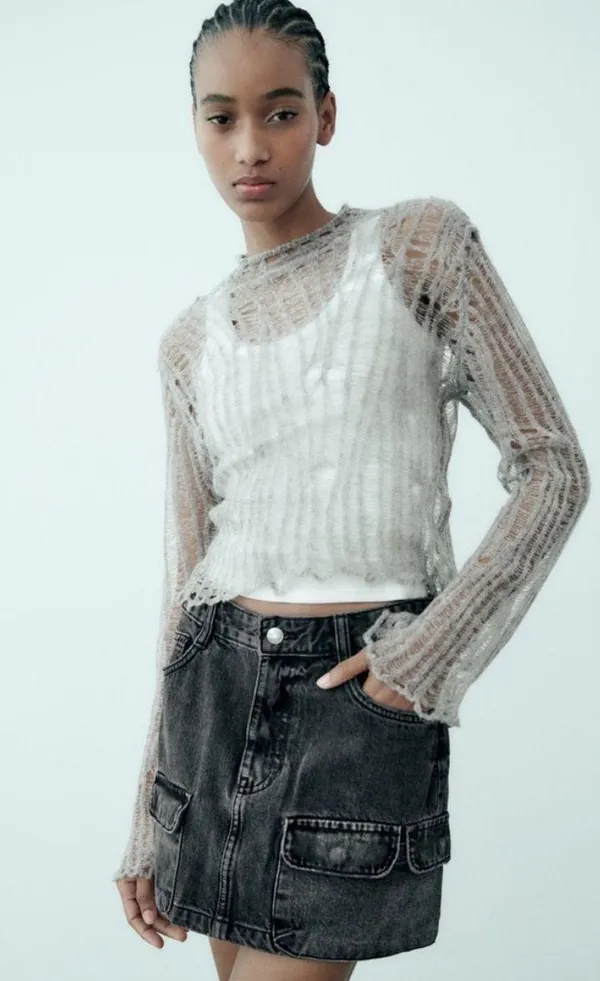 ZARA Denim Cargo Skirt TRF - Image 2