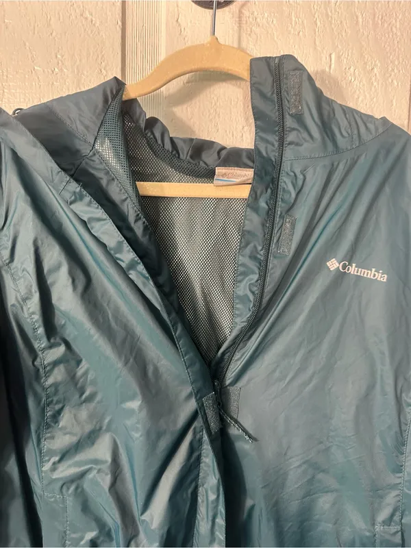 Columbia Teal Green Zip Front Rain Jacket Size 1X EUC - Image 4