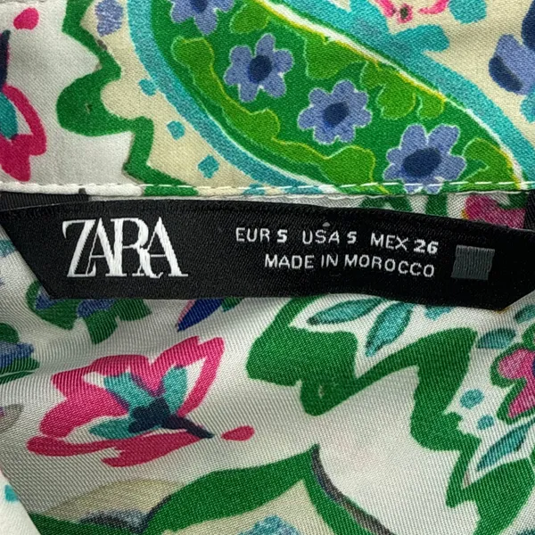 Zara‎ Multicolor Patchwork Paisley Print Satin Button Down Blouse Top Small S - Image 5