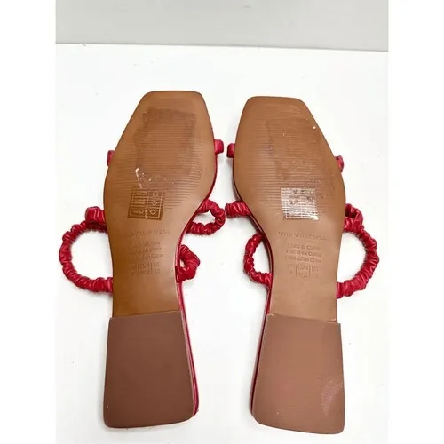 Who What Wear Red Ruched Slide Sandals Square Toe‎ Flat Strappy Slides Size 7 - Image 7