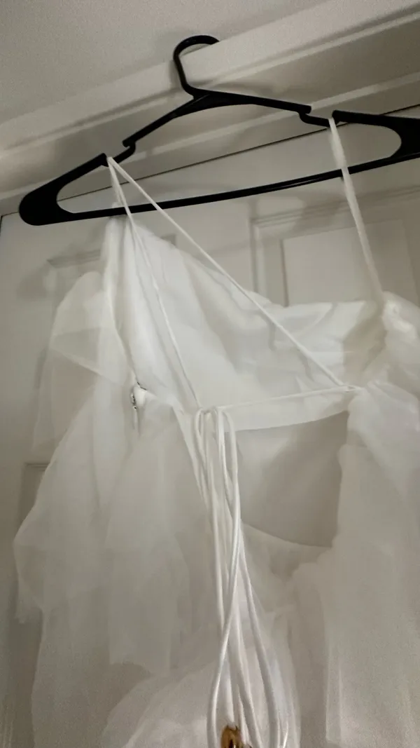 Selfie Leslie Dress White One-Shoulder - Image 3