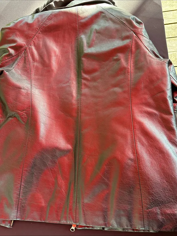 Women’s Black Leather Jacket with Fur Collar Size XL - Image 5