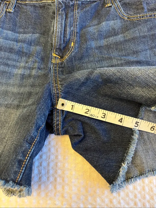 Old Navy The Flirt Size 12 Distressed Frayed Blue Denim Cut Off Jean Shorts - Image 10