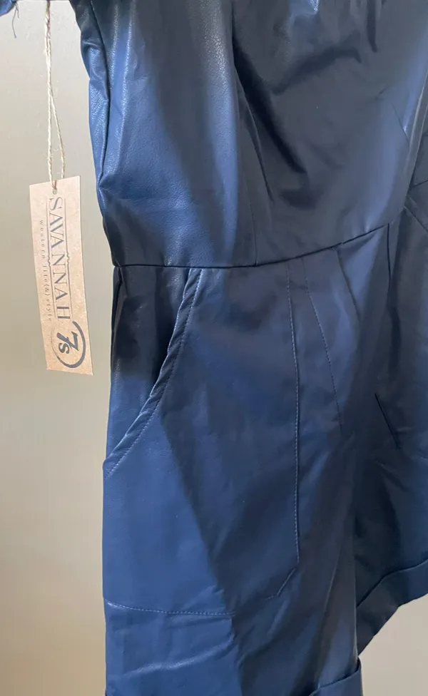 Savannah Sevens Leather Romper Blue - Image 3