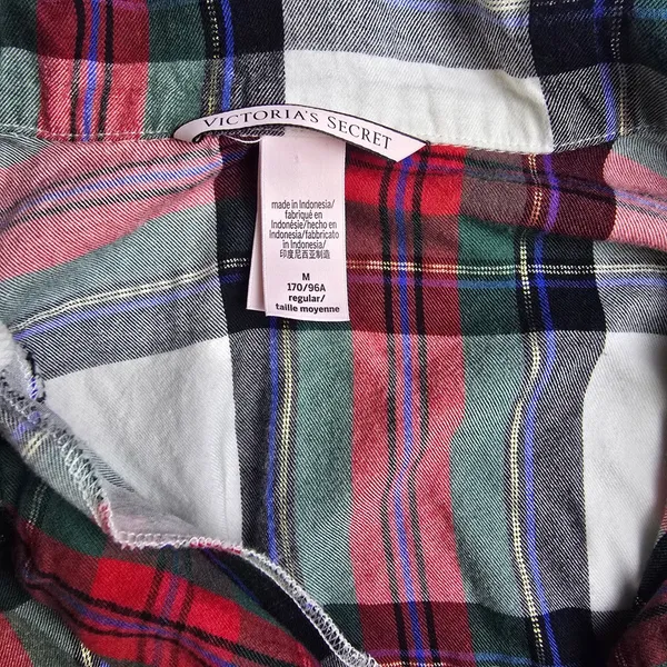 Victoria's Secret -430 Flannel Pajama Set Womens Medium Red Green‎ Plaid - Image 2