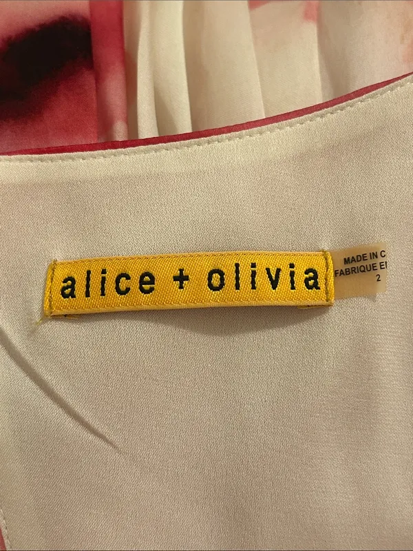 Alice + Olivia Catherine Pink Floral Party Dress In Cherry Blossom Mist Size 2 - Image 13