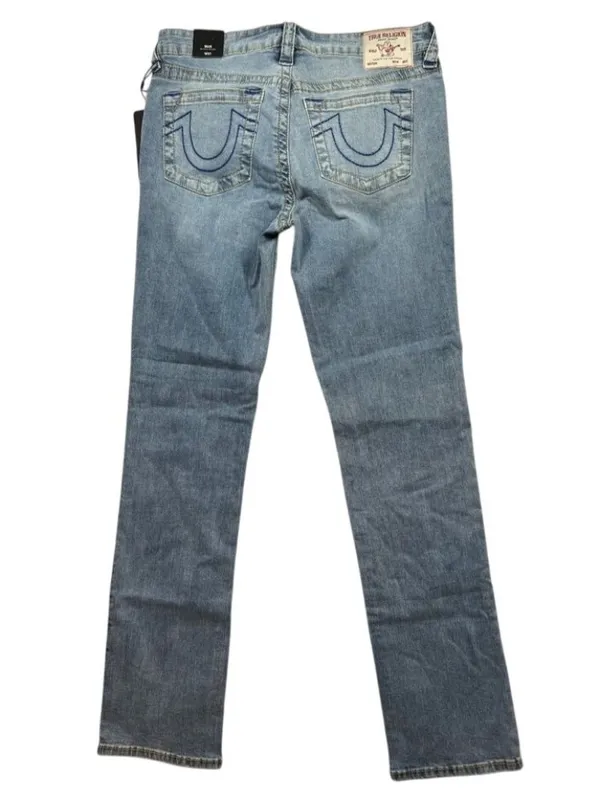 True Religion Billie Big T Jeans Mid Rise Straight Light Wash 206578 Women's 31 - Image 2
