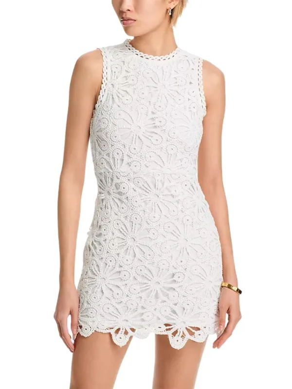 Aqua Crochet Mini Dress Women's XXS White Bridal Bachelorette Cocktail Party NWT - Image 3
