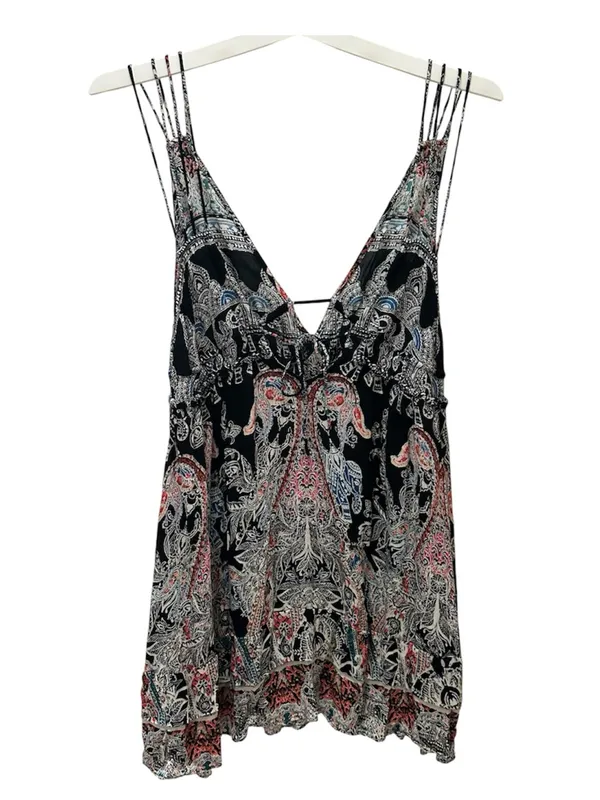 Free People Printed Mini Slip Dress Medium - Image 4