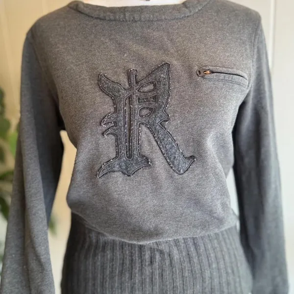 Ralph Lauren Gray Long Sleeve Sweater Ribbed Waist Women's Size Medium - Image 3