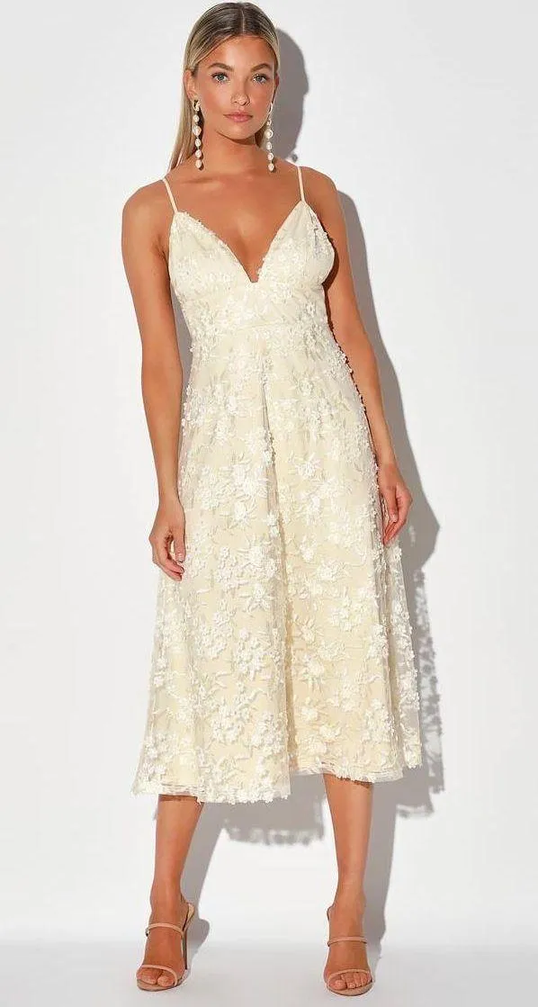 NWT LULU'S Flourishing Embroidered Lace Fit & Flare Midi Dress - Image 2