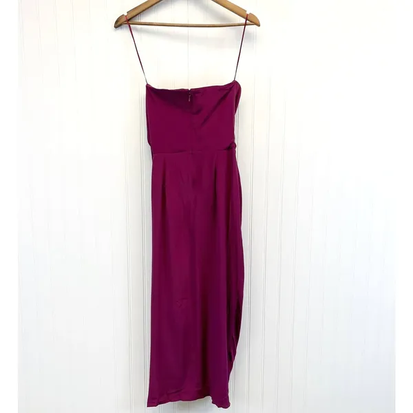 Yumi Kim Glamour Night Womens S Midi Dress Burgundy 100% Silk‎ Cocktail Party - Image 8