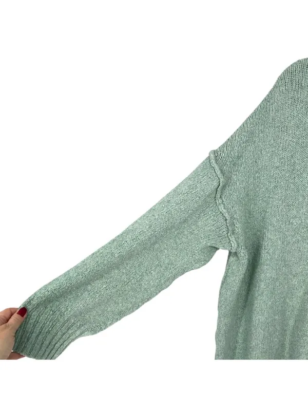 Free People Brookside Tunic Sweater Spearmint V-Neck Relaxed Fit Size Small - Image 11