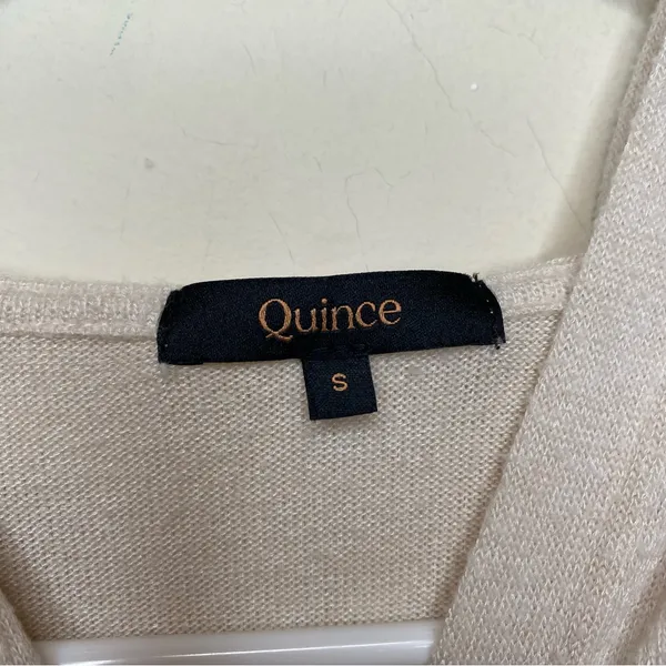 QUINCE Brushed Viscose Cropped Lounge Hoodie Heather Oatmeal Beige Sz Small - Image 4