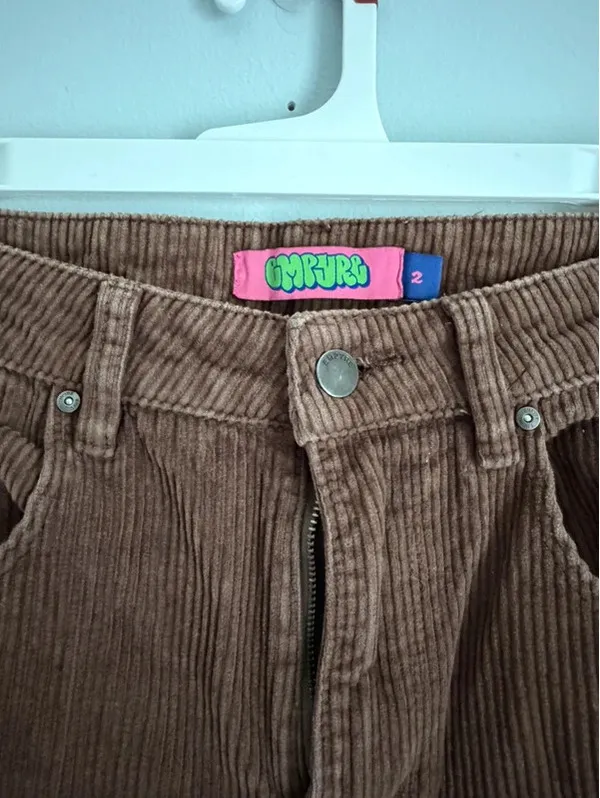 Empyre Zumiez Brown Corduroy Baggy Skate Pants Size 2 Y2K - Image 2