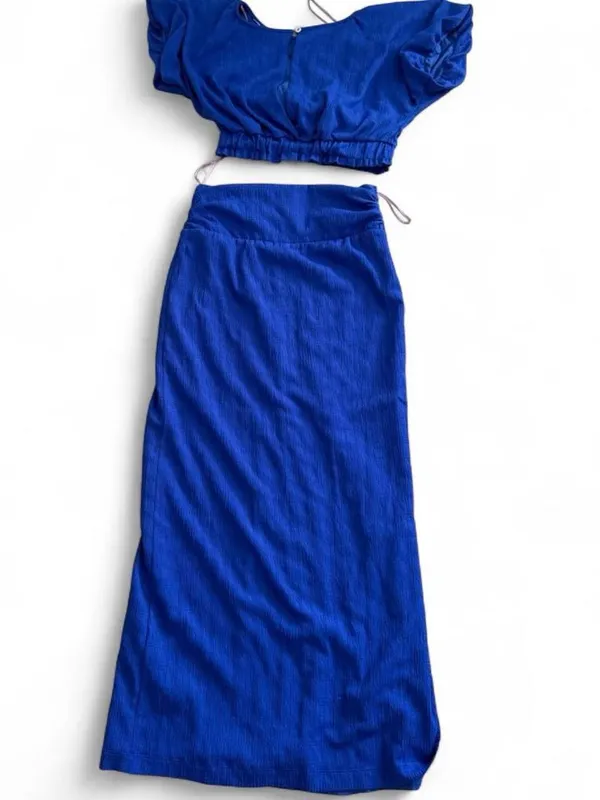 Free People Cobalt Blue Maxi Skirt with Front Slit - Image 4
