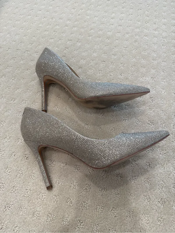 Sam Edelman Silver Glitter Pointed Toe Stiletto Pumps Size 7.5 - Image 5