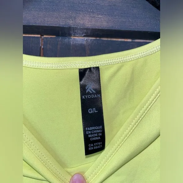 Kyodan Neon Yellow Athletic Crop Tank‎ Top with Side Ties Workout Activewear C26 - Image 4