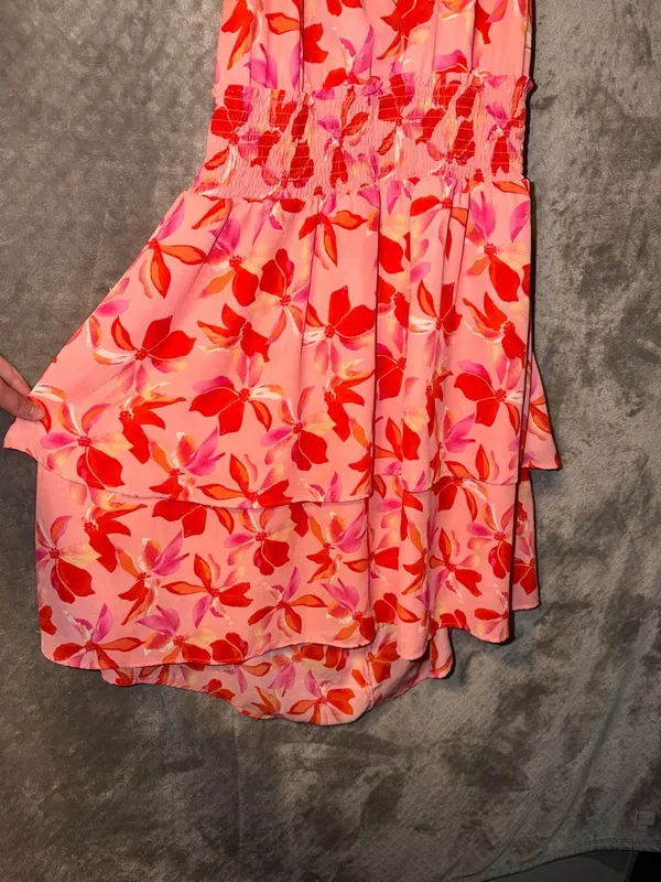 Madden NYC Halter Maxi Dress Size XXXL Pink Floral Ruffle High-Low - Image 4