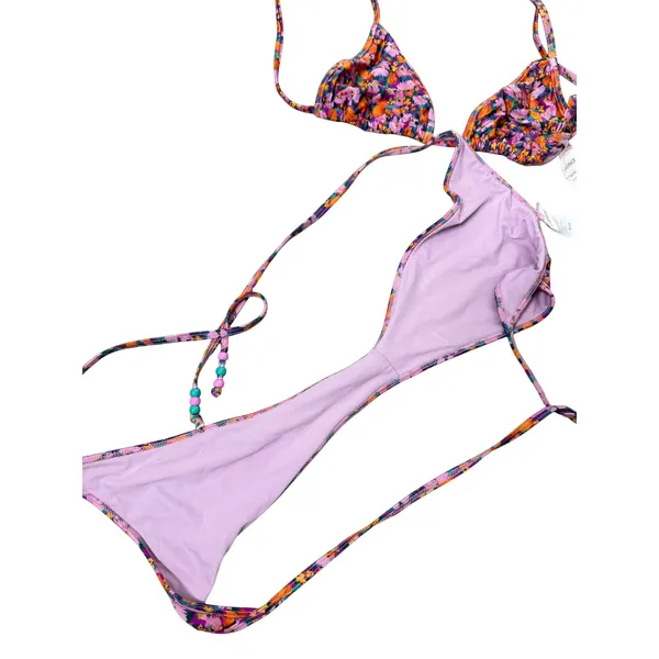 L*Space Bikini Set Multicolor Floral Triangle Top Side Tie Bottoms Size M/M - Image 5