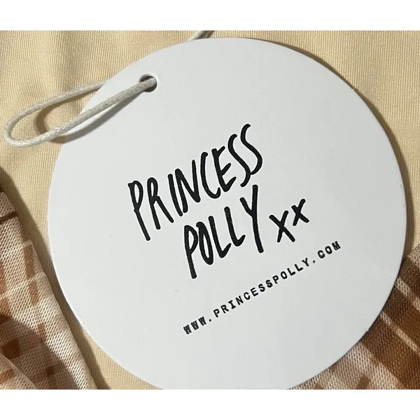 Princess Polly‎ Brown Plaid Long Sleeve Ruched Crop Top Size US 10 EU 42 - Image 4