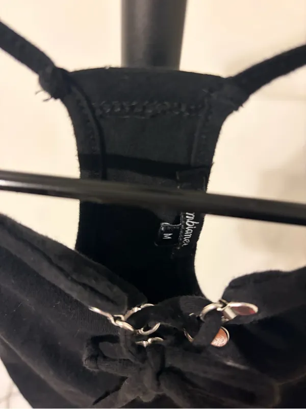 Ambiance Black Lace-Up Halter Camisole - Image 2