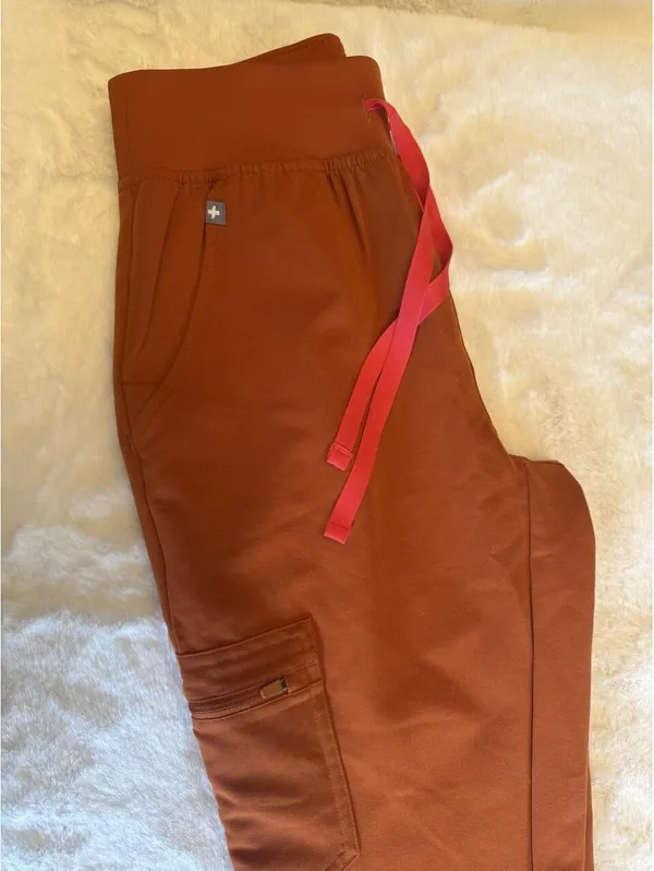 FIGS Zamora High-Waisted Jogger Scrub Pants Terracotta XXS Petite NWOT - Image 8