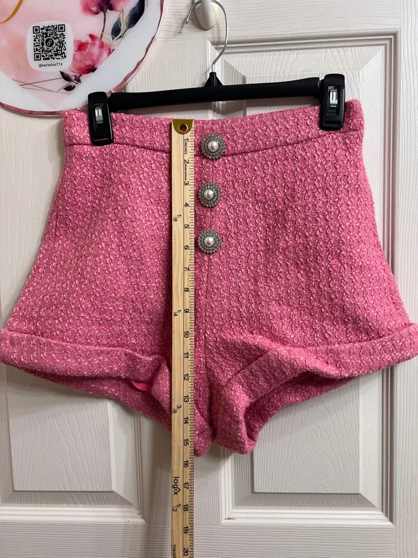 D.INA pink high-waisted tweed short size L - Image 7
