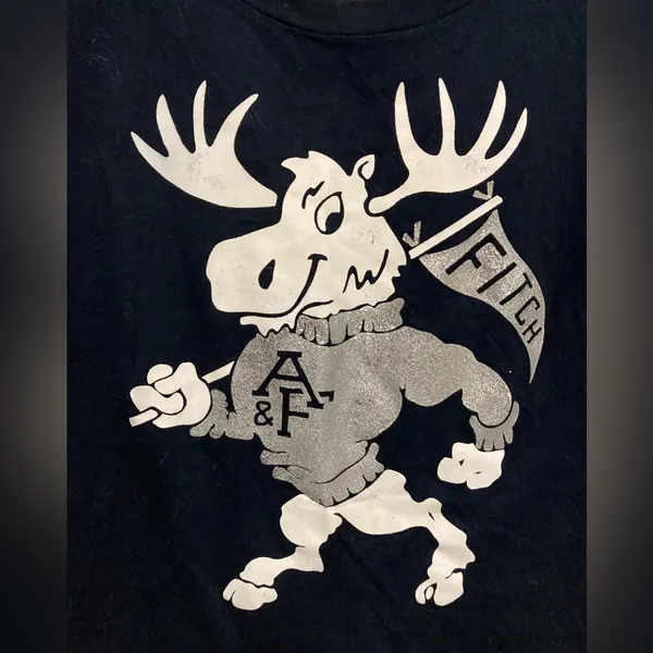 *Abercrombie & Fitch Vintage Y2K Navy Moose Mascot Graphic Short Sleeve Shirt - Image 4