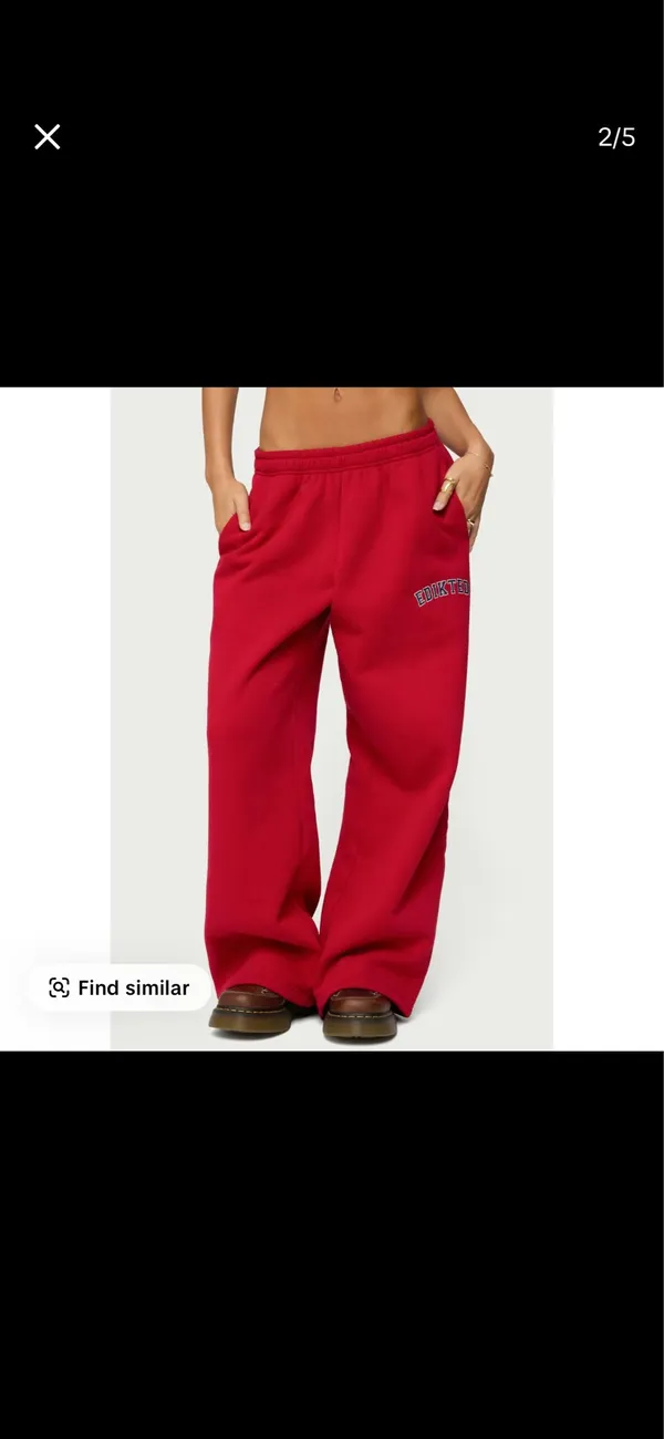 Edikted Red Sweatpants - Image 2