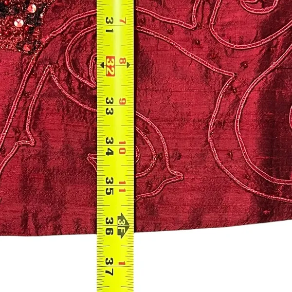 Vintage Anage Red Silk Beaded Sequins Kimono Jacket Sz S Artsy Boho Embroidered - Image 7