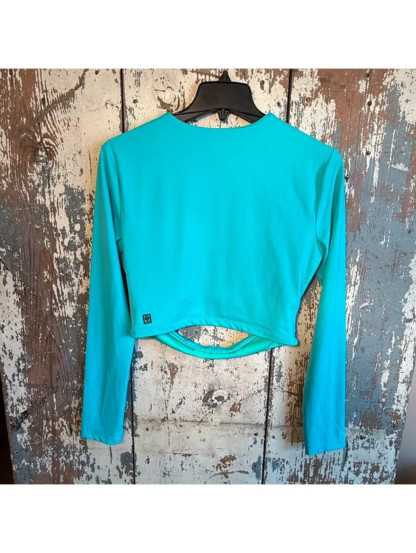 Jolyn Taranaki Long Sleeve Crop Cut-out Rashguard Teal, size Large - Image 6