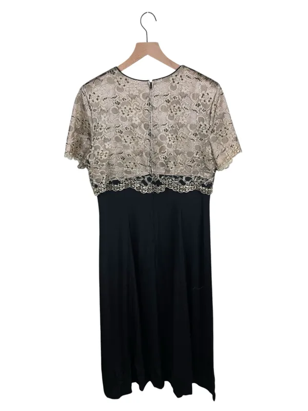 Vintage 80s Jeffrey and Dara Cocktail Evening Dress Size 14 Lace Overlay Gown - Image 2
