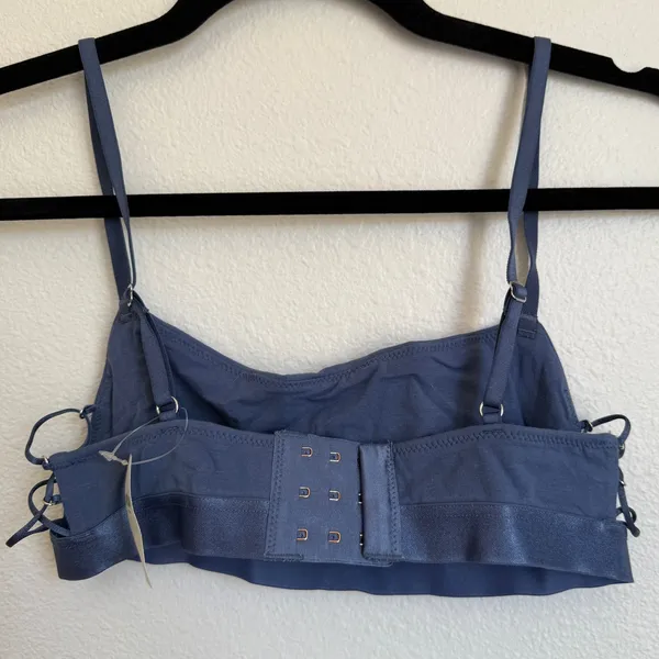 NWT AERIE Square Neck‎ Strappy Lace Up Unlined Adjustable Bra in Slate Blue - Image 2