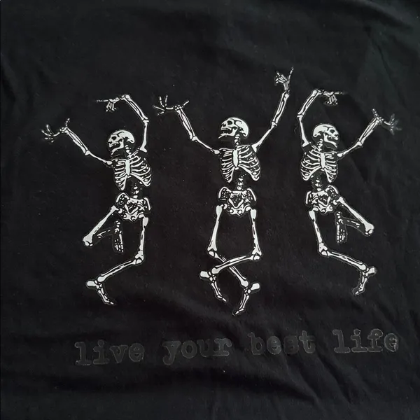 Gildan Black Tee with Dancing Skeletons NWT - Image 4