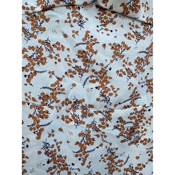 Romantic‎ Ditsy Floral Puff Sleeve Midi Dress White Rust Sweetheart Neck Sl - Image 3