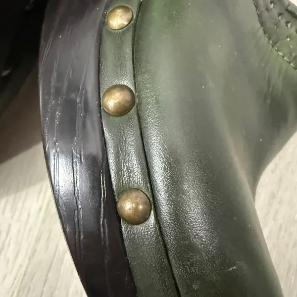 Elegant‎ Dark Green Leather Mules Size 8 - Image 5