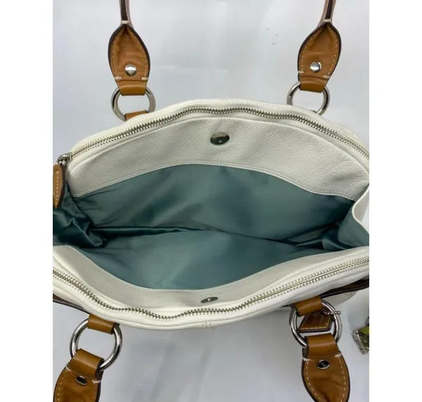Coach Leather Medium Size White Brown Shoulder Bag - Image 8