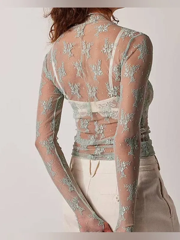 NWT Free people lady lux sheer top polar fog - Image 2