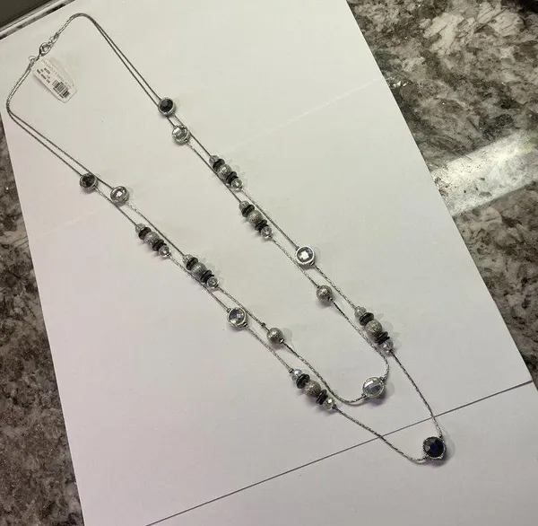 New York & Company NWT $22.95 Silver Tone Multi Strand Costume Jewelry Necklace - Image 2