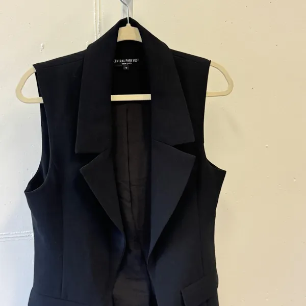 Central Park West New York Women's Black Sleeveless Blazer Vest Career Small - Image 3