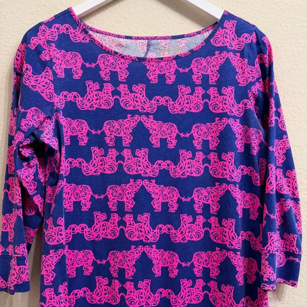 Lilly Pulitzer Marlowe "Pack Your Trunk" Mini Dress Medium Elephant Pima Cotton - Image 6