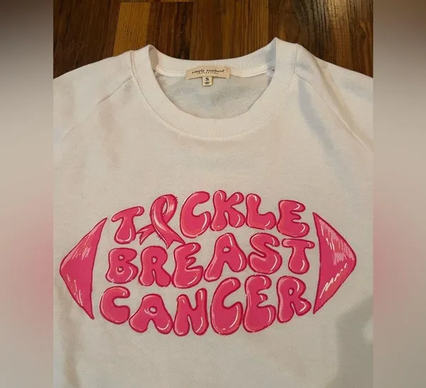 Simply Southern Tackle Breast Cancer Women’s Long Sleeve Snow Crewneck Sweater - Image 2