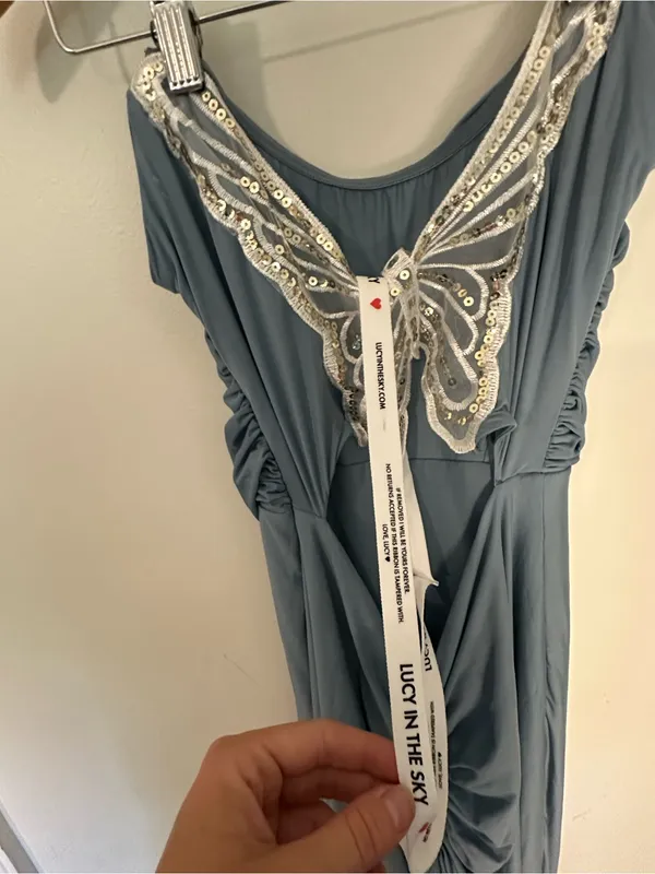 NWT Lucy in the Sky butterfly corset maxi dress blue large - Image 3